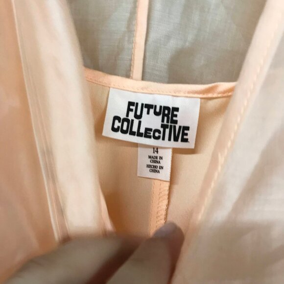NWT Future Collective Women's 14 Floral Light Pink Slip Midi Dress Sleeveless - Picture 10 of 16